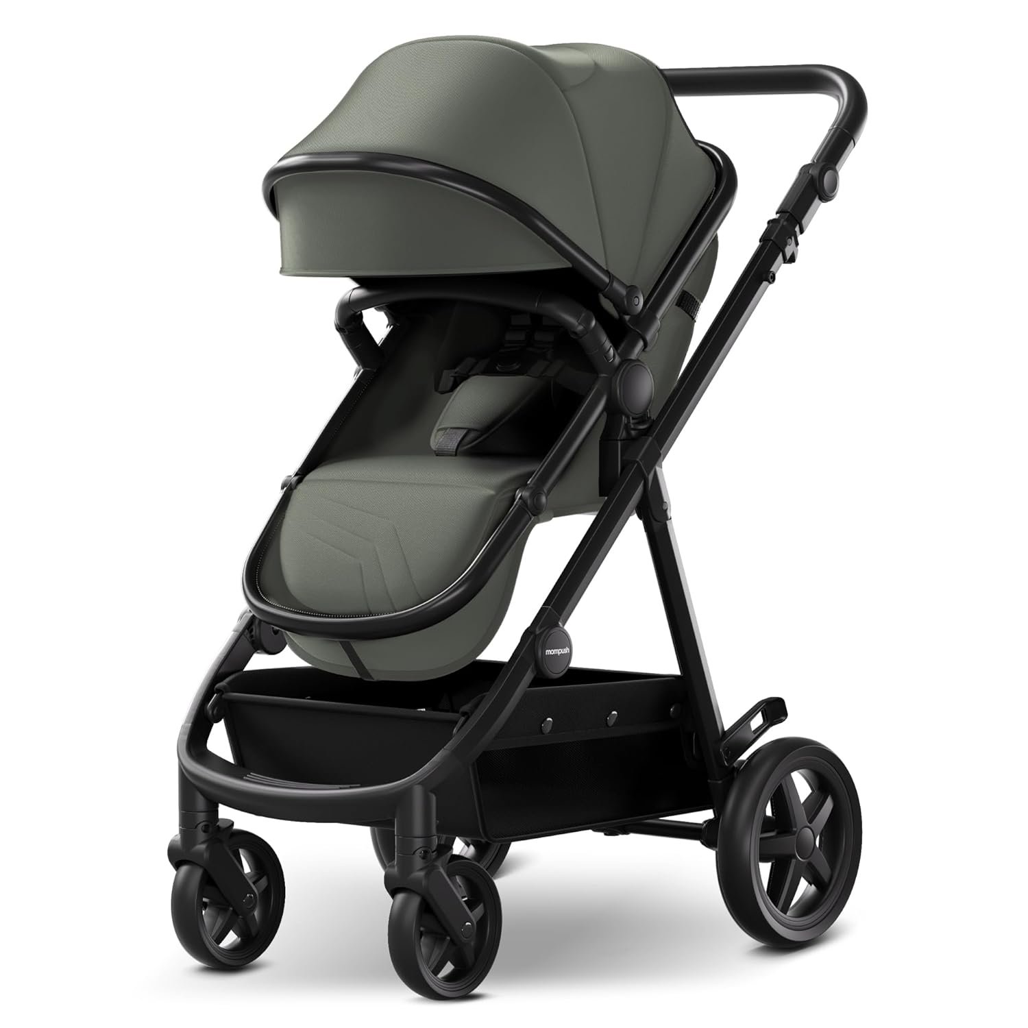 Mompush Meteor2 Baby Stroller 2-in-1 with Newborn Mode, Large Shock-Absorbing Wheels, Car Seat Adapter Included – Full-Size Infant & Toddler Stroller for All-Terrain Family Outings