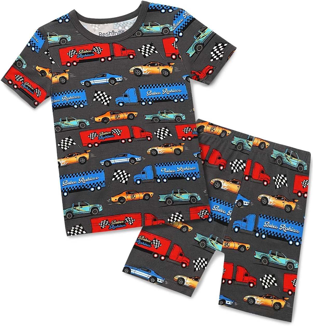 babee Reshinee Bamboo Viscose Toddler Car Pajamas Boys Girls Kids Cool Short Summer 12M-8Y Snug fit Pjs Set 2pcs