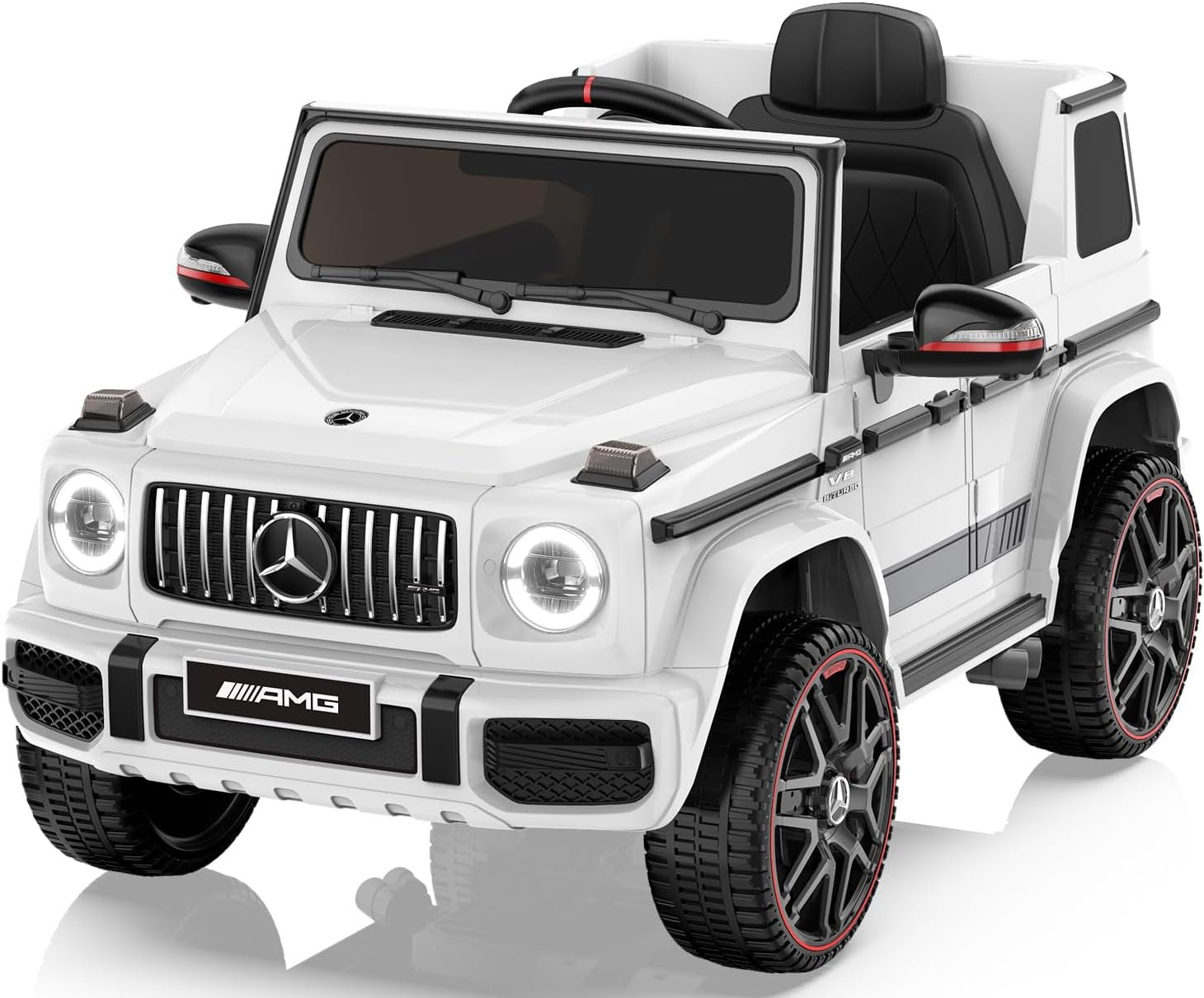 ANPABO Licensed Mercedes-Benz G63 Car for Kids, 12V Ride on Car w/Parent Remote Control, LED Headlights, Music Player & Horn, Soft Start, Low Battery Prompt, Kids Electric Car, White