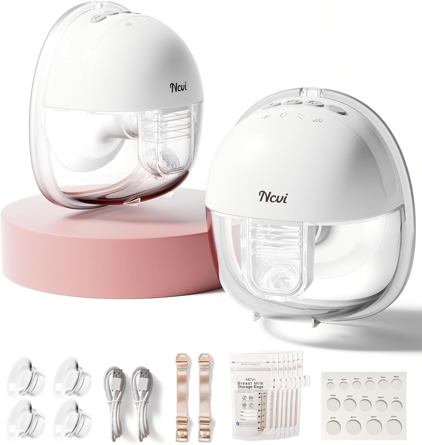 NCVI Wearable Breast Pump, Hands Free Electric Breast Pump with 4 Modes & 9 Levels Suction, Portable Breast Pump Ultra Quiet