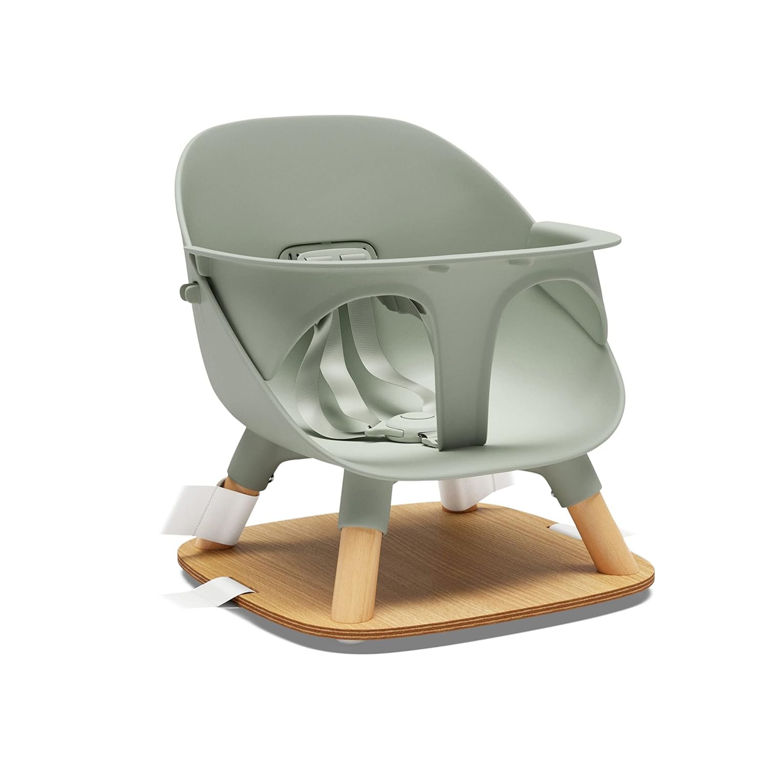 Lalo The Booster Seat for Babies & Toddlers, Children’s Booster Seat, Easy to Clean Five-Point Safety Harness & Durable Non-Toxic Plastic Seat & Belly Bar – Sage