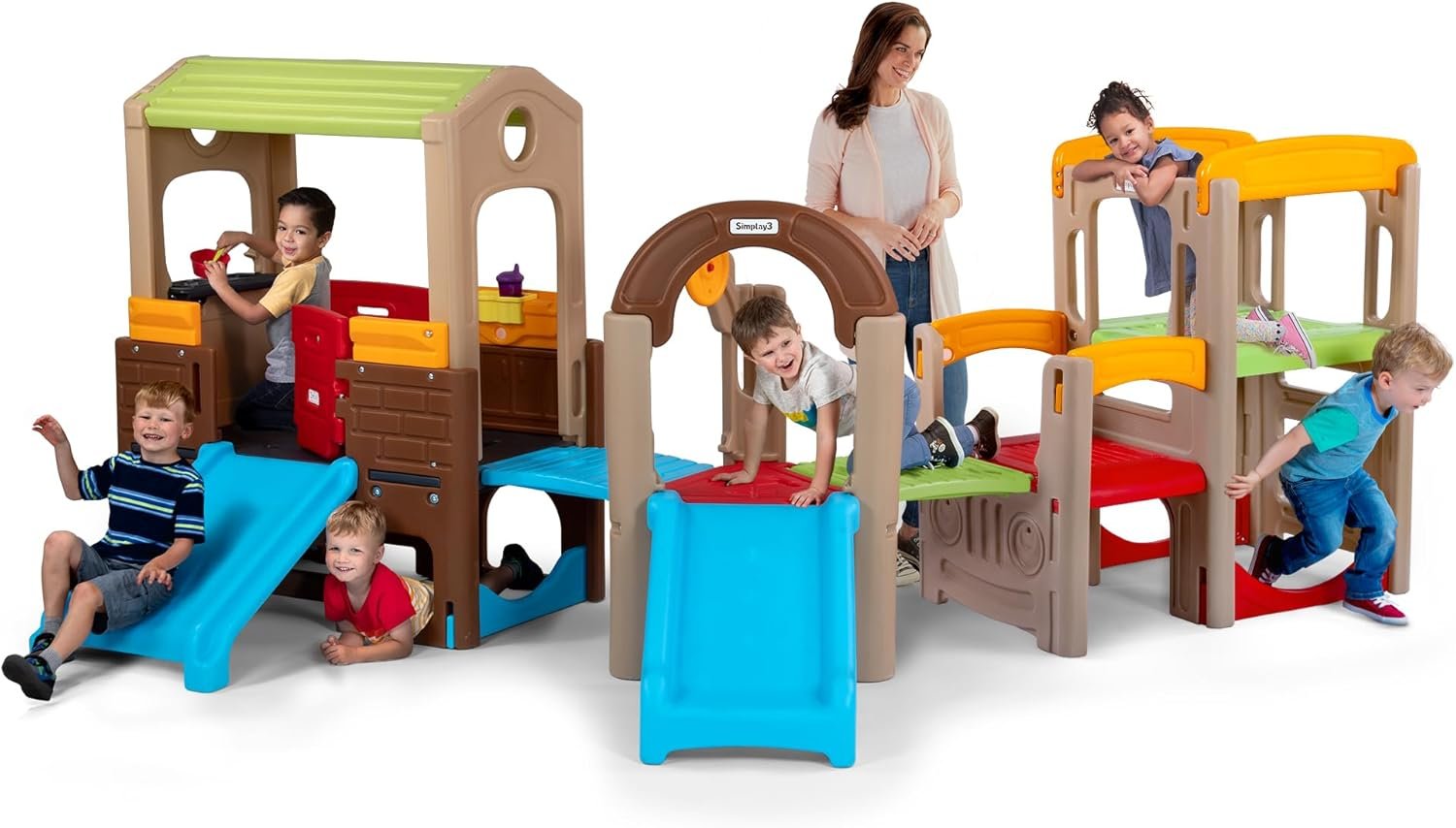 Simplay3 Young Explorers Modular Play System, Kids Activity Outdoor Playset for Children Age 18 mos – 6yrs, Toddler Playground Slide, Climb and Playhouse