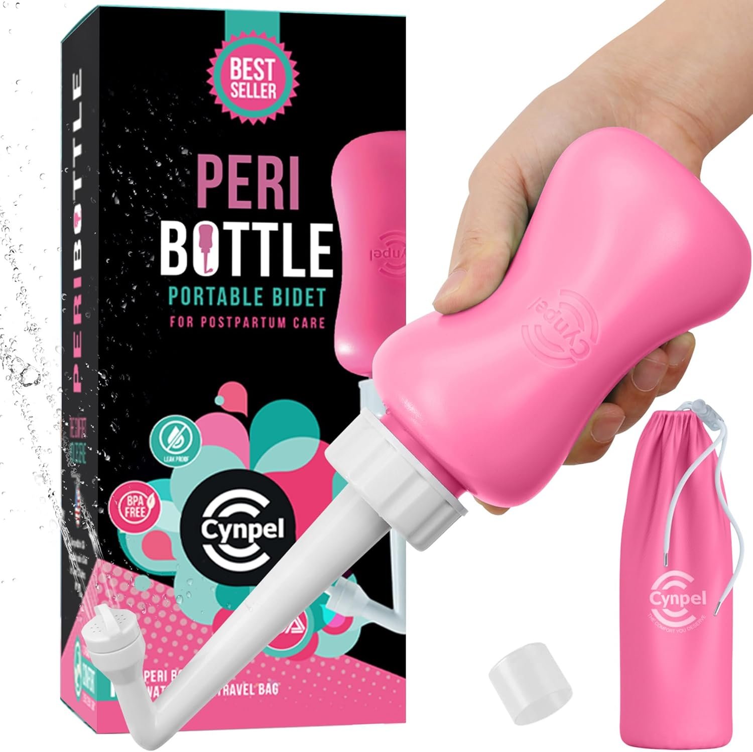 Cynpel Peri Bottle – Postpartum and Perineal Care – Portable Travel Bidet Sprayer for Women or Men – Handheld Jet Spray Bottle for Toilet – New Mom After Birth Recovery Essentials