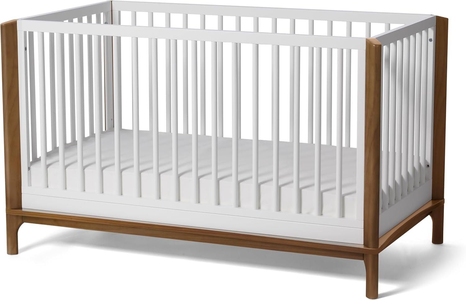 Little Seeds Laurel 4-in-1 Convertible Crib, True White/Chestnut