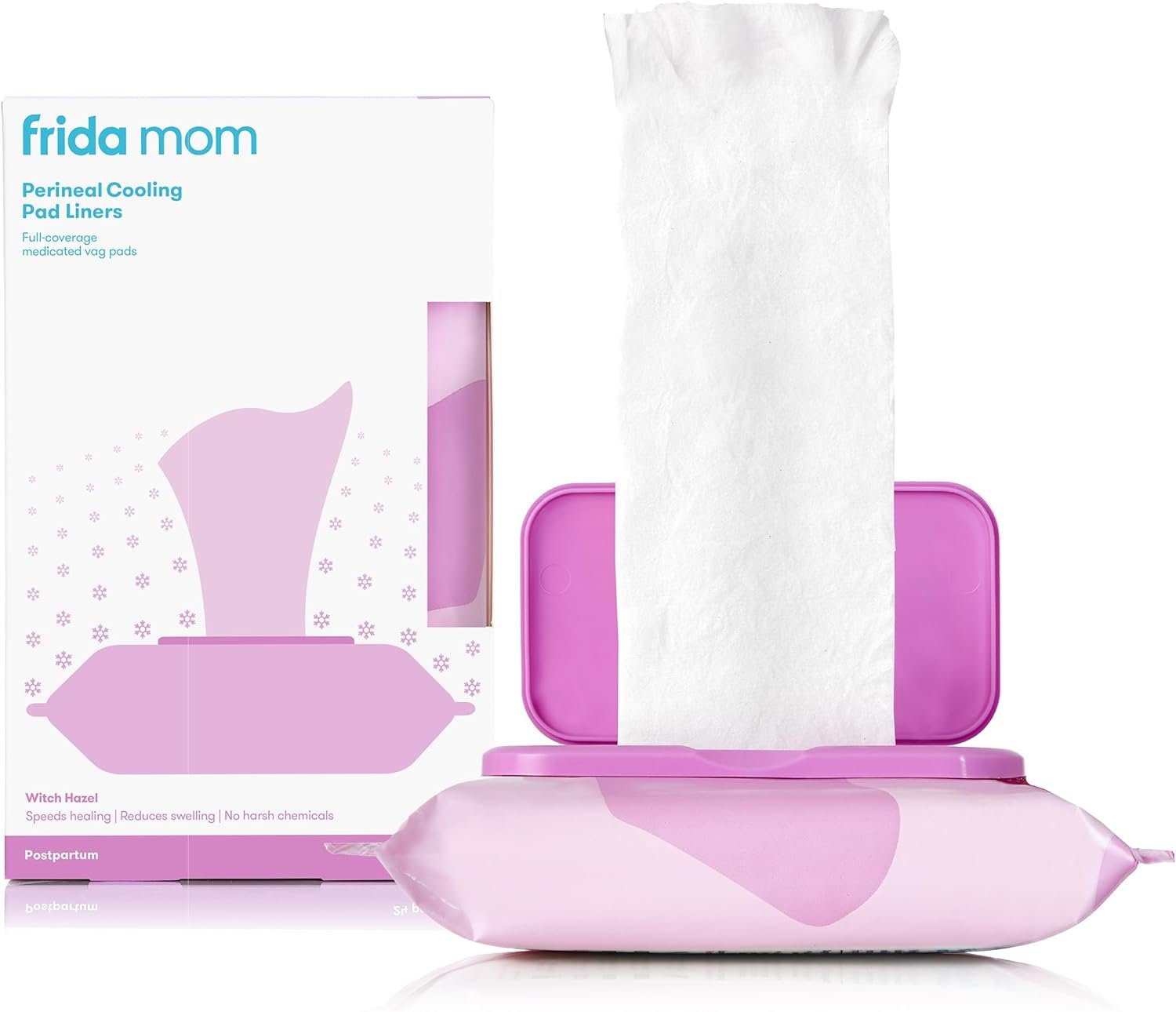 Perineal Medicated Witch Hazel Full-Length Cooling Pad Liners for Postpartum Care by Frida Mom | Speeds Healing and Reduces Swelling for Perineal Area | 24-Count