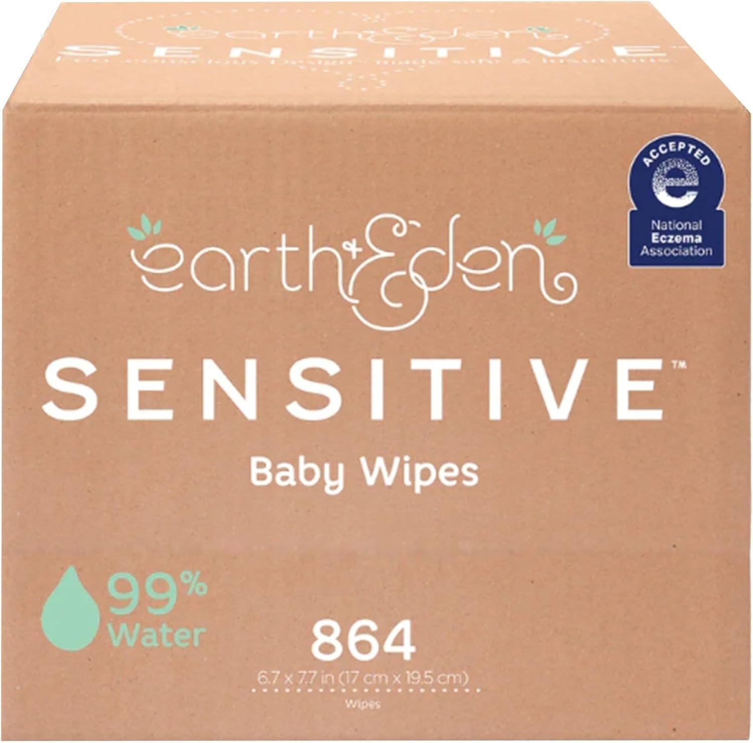 Earth & Eden Sensitive Baby Wipes (864 Count, 12 Packs of 72 Wipes) – Eco-Conscious & Hypoallergenic – No Harsh Chemicals – Gentle on Skin – Dermatologically Approved – 6.7 x 7.7 Inch