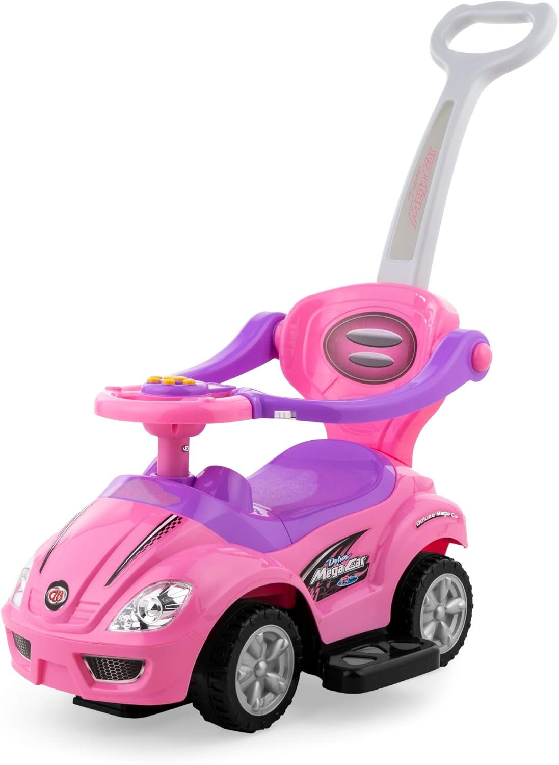 Best Choice Products Kids 3-in-1 Push and Pedal Car Toddler Ride On w/Handle, Horn, Music – Pink
