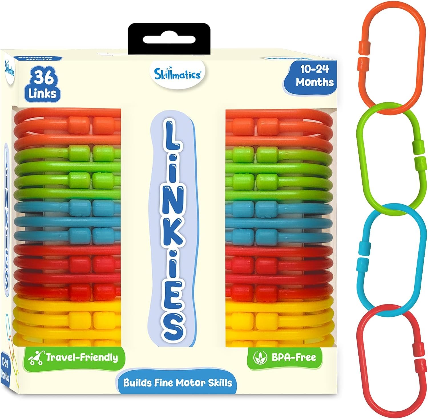 Skillmatics Connectable Learning Link Toy for Toddlers – Fun & Educational Snap-Together Activity, Bead Maze Toys for Babies, Fine Motor Skill, Early Learning, Gift for Ages 10–24 Months, 36 Links