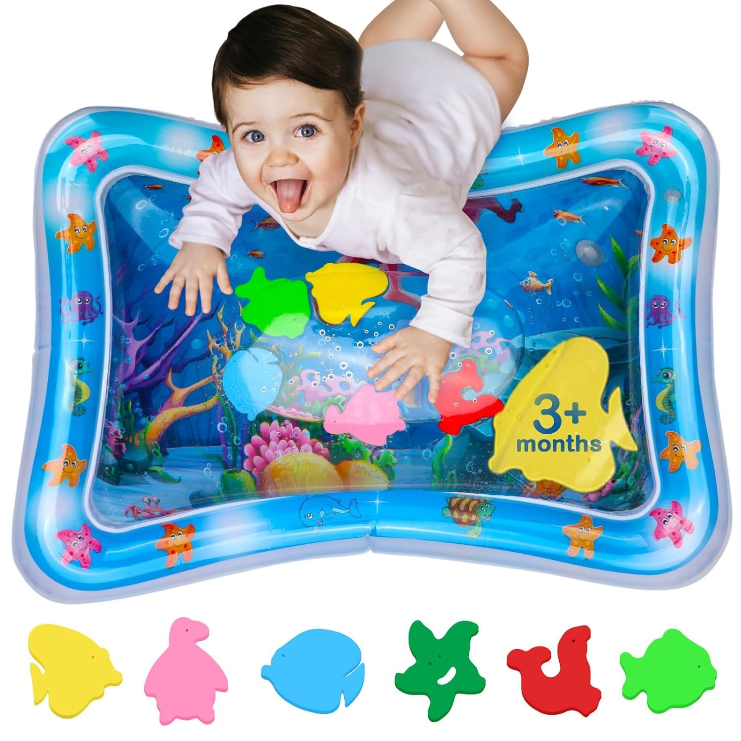 AVEC MAMAN Tummy Time Water Mat – Inflatable Water Play Pad for Babies – Sensory Tummy Time Mat for Floor Play – 100% BPA-Free & Leakproof – Baby, Infants 3-12 Months