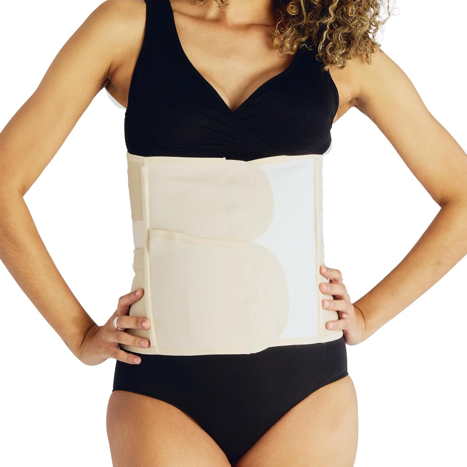 Belly Bandit Luxe Postpartum Belly Wrap – Adjustable Abdominal Binder with Five Levels of Targeted Compression for Recovery – Supports Core and Waist After C-Section or Natural Birth – Nude, Medium