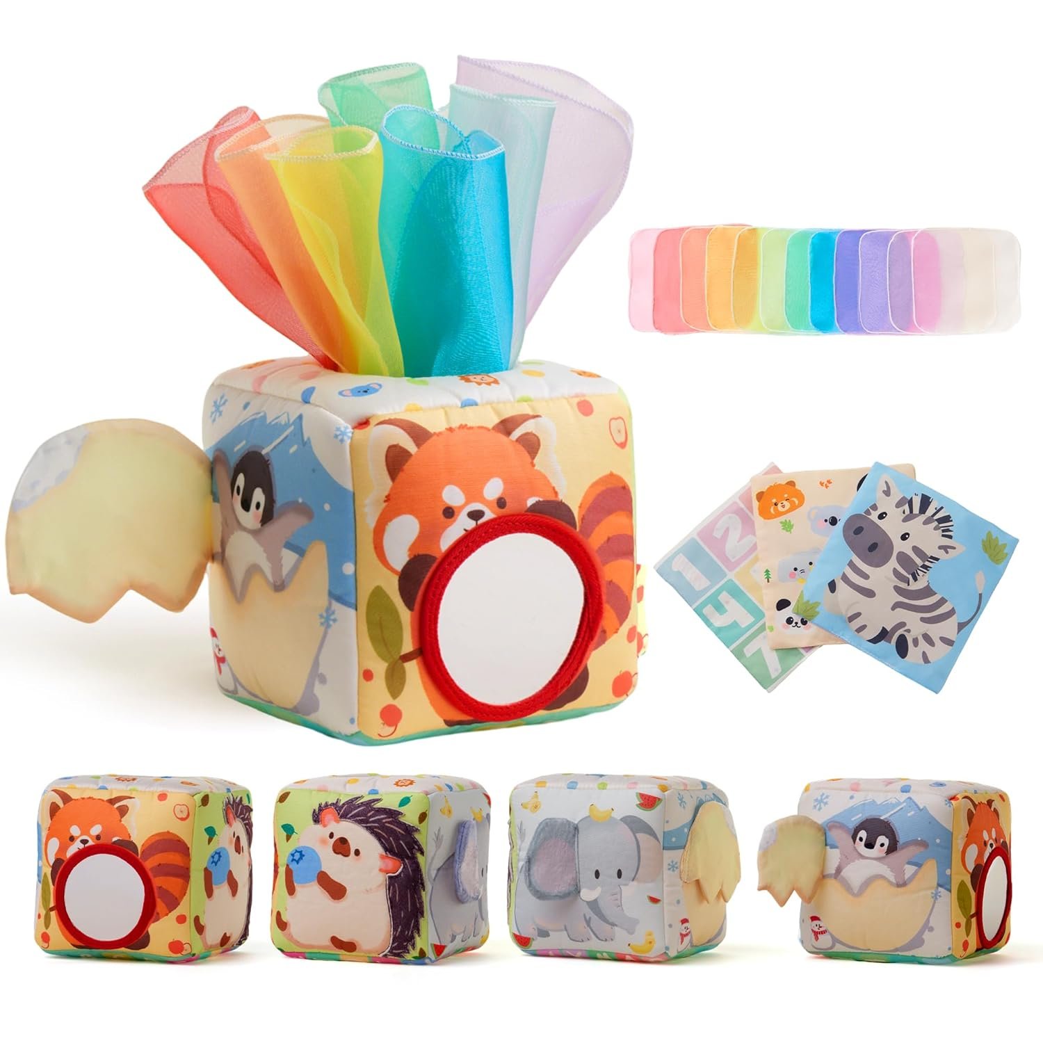 Baby Tissue Box Toy for Babies 6-12 Months – Montessori Sensory Toys for Babies 1 Year Old – Boy Girl Shower Gifts 6 9 12 18 Months Old