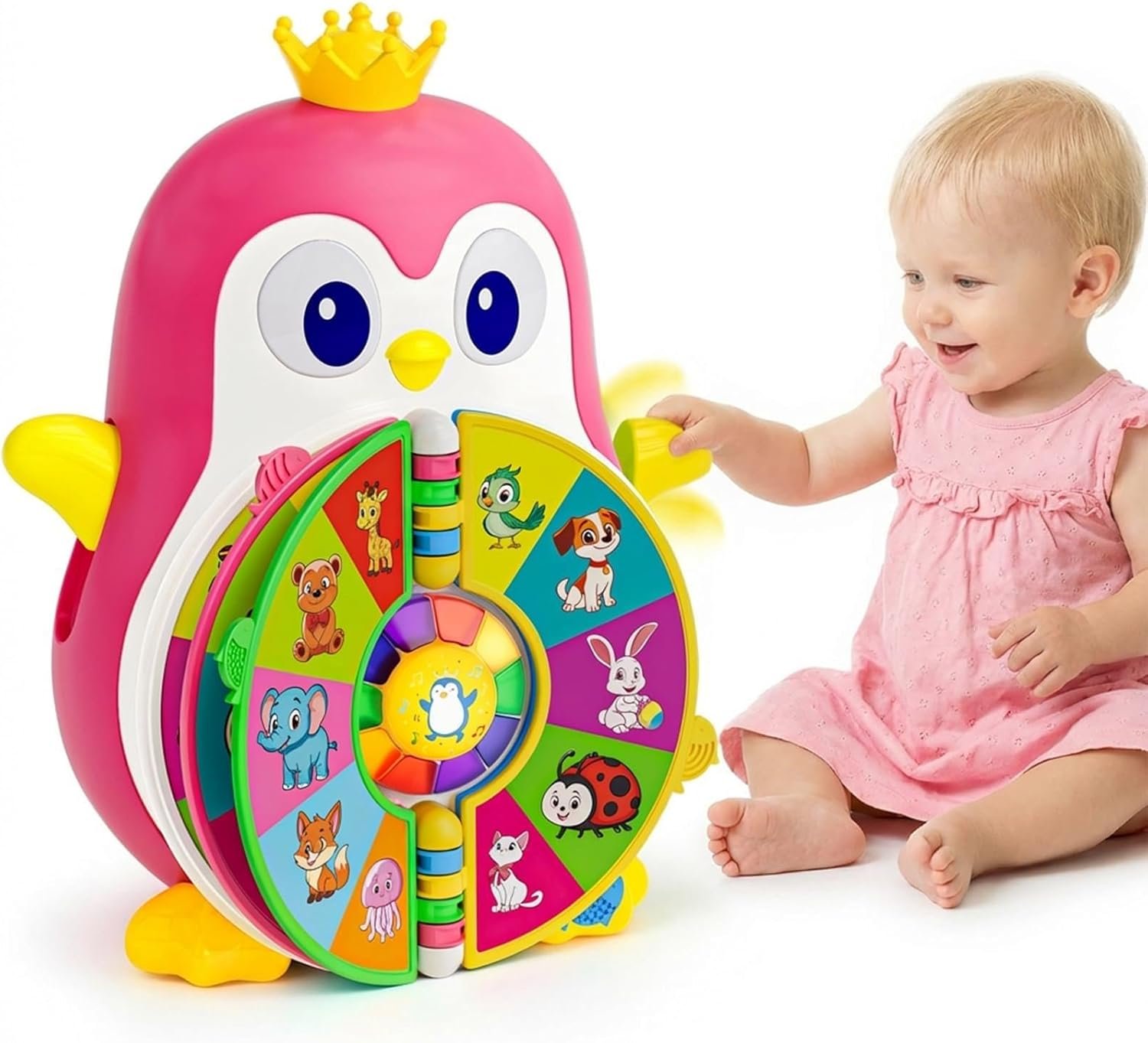 ToddlerCley Musical Penguin Toys for 1 Year Old Girl Gifts, Learning Educational Baby Toys for 1-3 Year with 5 Themes, Sound & Light, First Word Teaching 12-18 Months, 1st Birthday Girl Boy Gifts