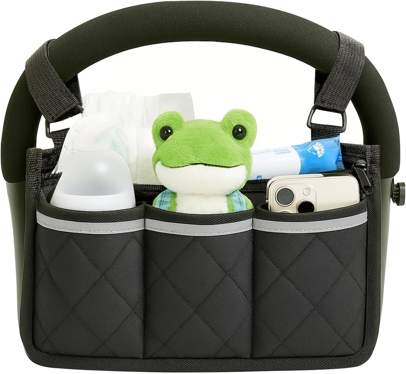 Stroller Caddy Stroller Organizer With Cup Holder, Non Slip Straps Stroller Bag for Phone, Pet Stroller Accessories,Universal Stroller Organizer,Fits Single & Double Strollers