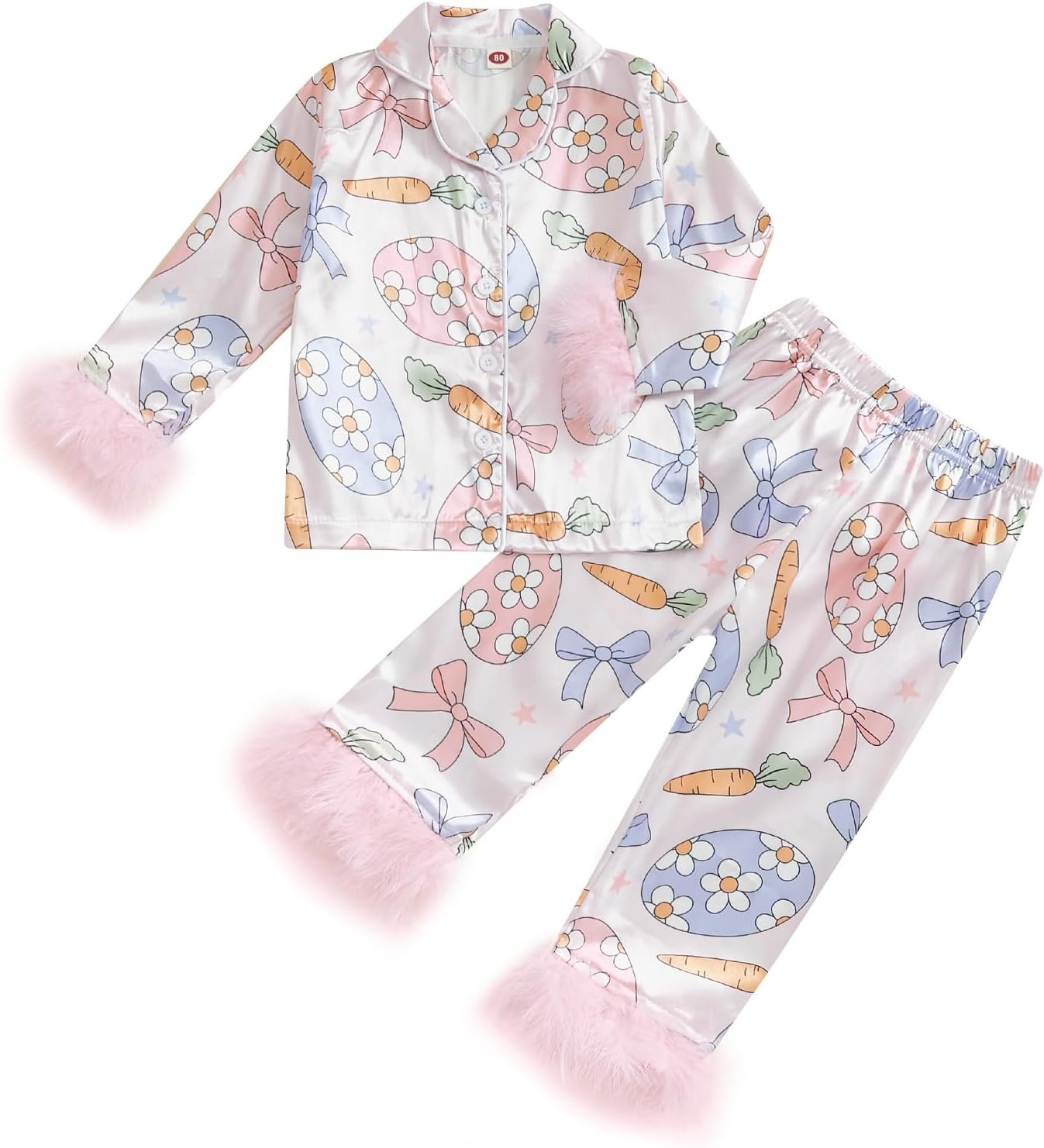 Afunbaby Toddler Baby Girl Boy Silk Satin Pajamas Set Button Down Pjs Kids Long Sleeve Shirt Pants Christmas Pjs Sleepwear