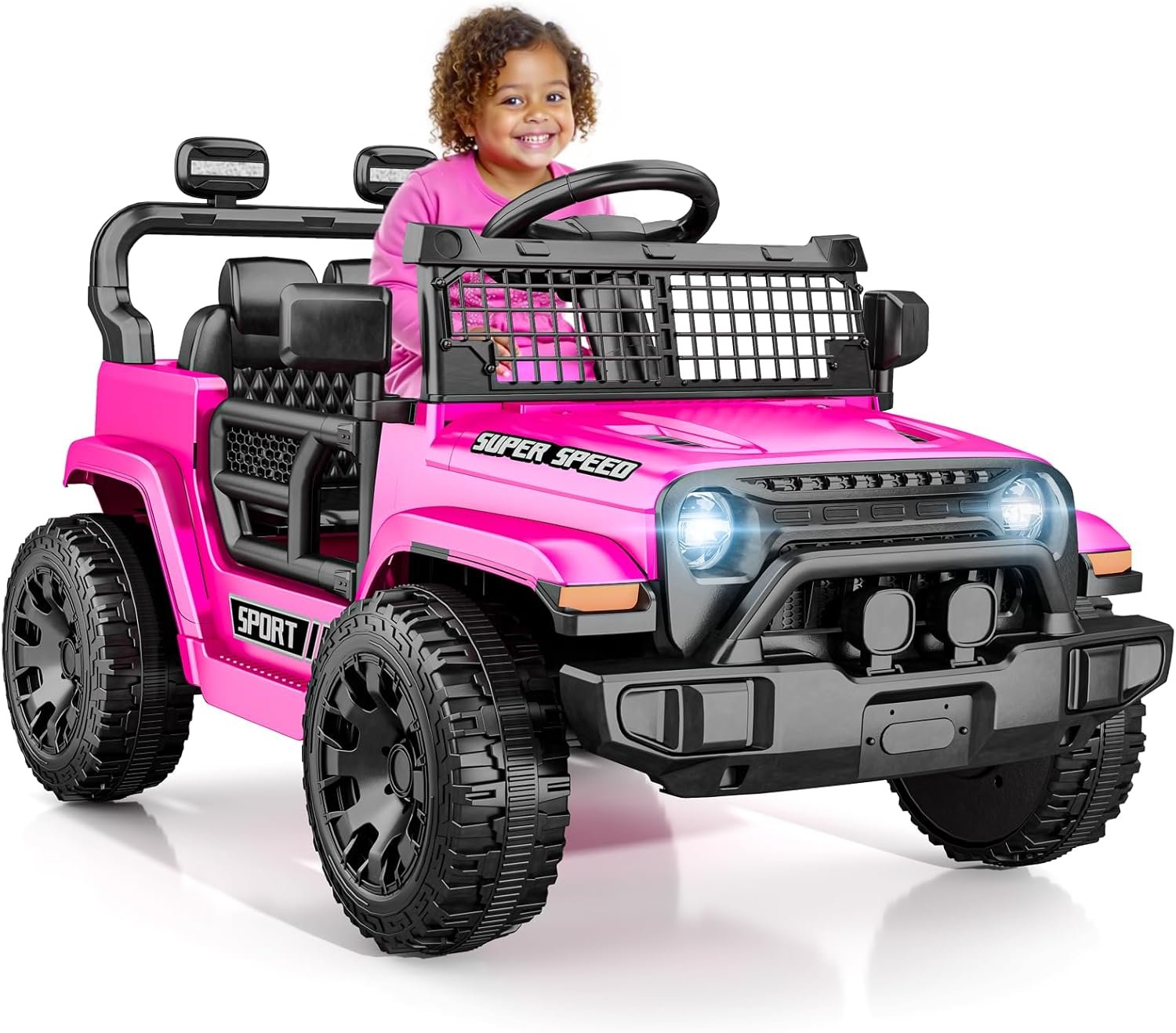 12V Ride on Toys with Parent Remote Control, Toddler Electric Car with Spring Suspension, LED Lights & Music Player – Safe Battery Car for Kids, Easy to Assemble, Pink