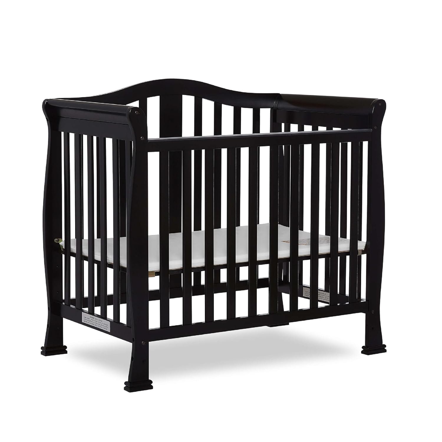 Dream On Me Addison 4-in-1 Convertible Mini Baby Crib in Black, GreenGuard Gold & BSA, Non-Toxic, Pinewood, Converts to Mini Daybed & Twin Bed, 1″ Mattress Pad, Best for Small Nursery