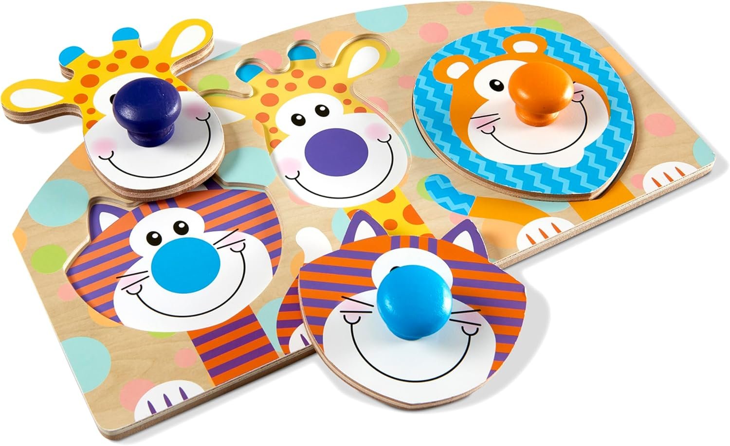 Melissa & Doug First Play Wooden Jumbo Knob Safari Animal Puzzle (3 pcs) Large Puzzles for Babies and Toddlers Ages 1+