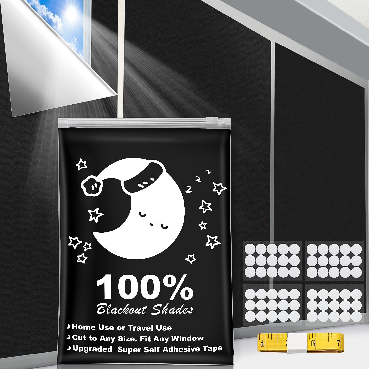 Portable Blackout Curtains (157″ x 57″), 100% Blackout Material for Baby Nursery, Bedroom, Dorm Room, or Travel Use