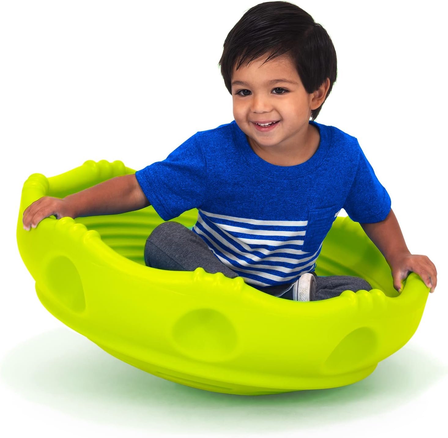 Simplay3 Two Sided Rock Around Wobble Disk and Climbing Dome for Toddlers and Kids – Rocking and Climbing – Indoor/Outdoor – Yellow/Green, Made in USA (1 Pack)