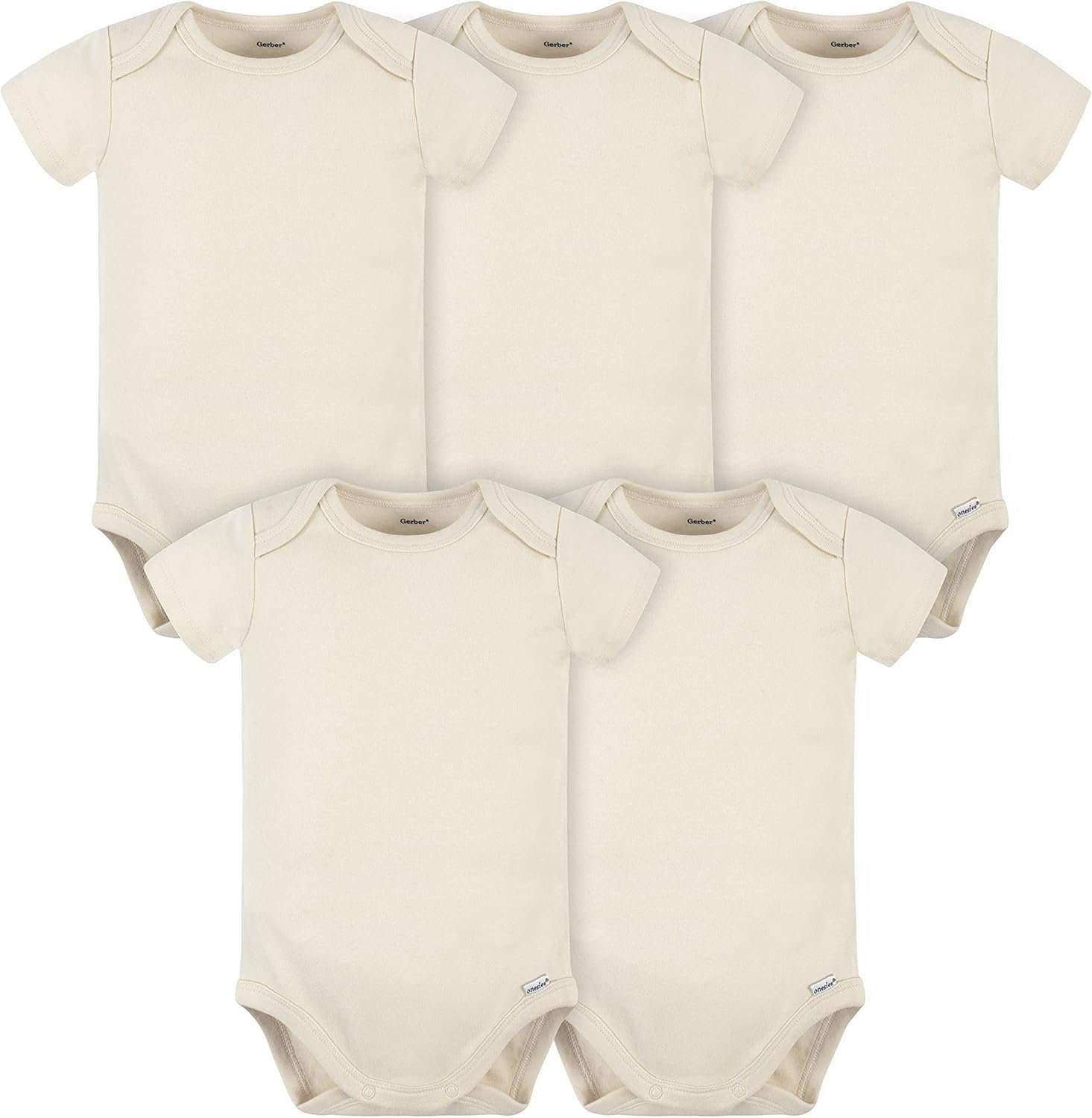Gerber Baby 5 Pack Onesies Multi-packs Bundle Interlock 180 Gsm