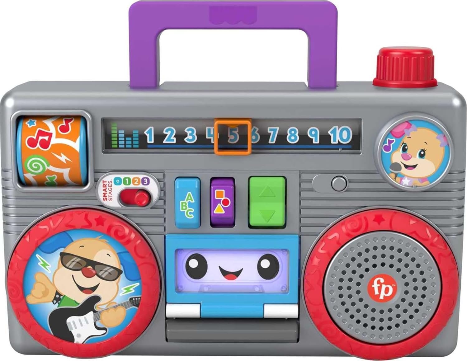 Fisher-Price Laugh & Learn Busy Boombox, Retro-Inspired Musical Infant Activity Toy with Learning Content for Baby and Toddlers (Amazon Exclusive)