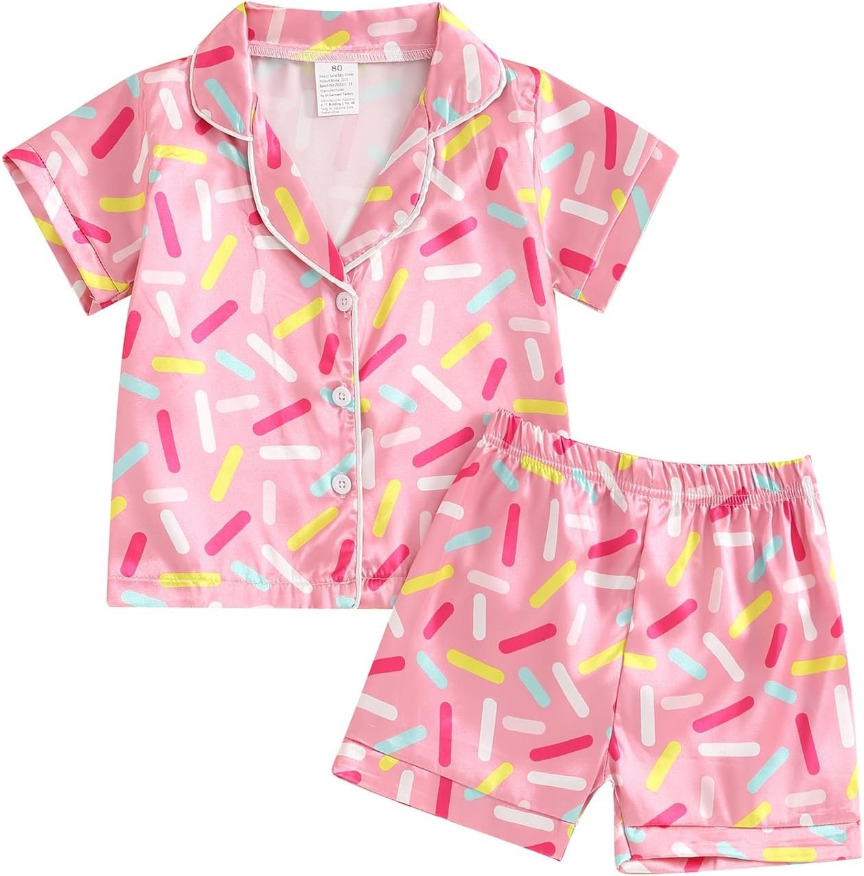 Kavousa Toddler Pajamas Baby Girl Boy Summer Butterfly/Fruit Print Silk Pjs Sleepwear Nightwear Loungewear Pj Set