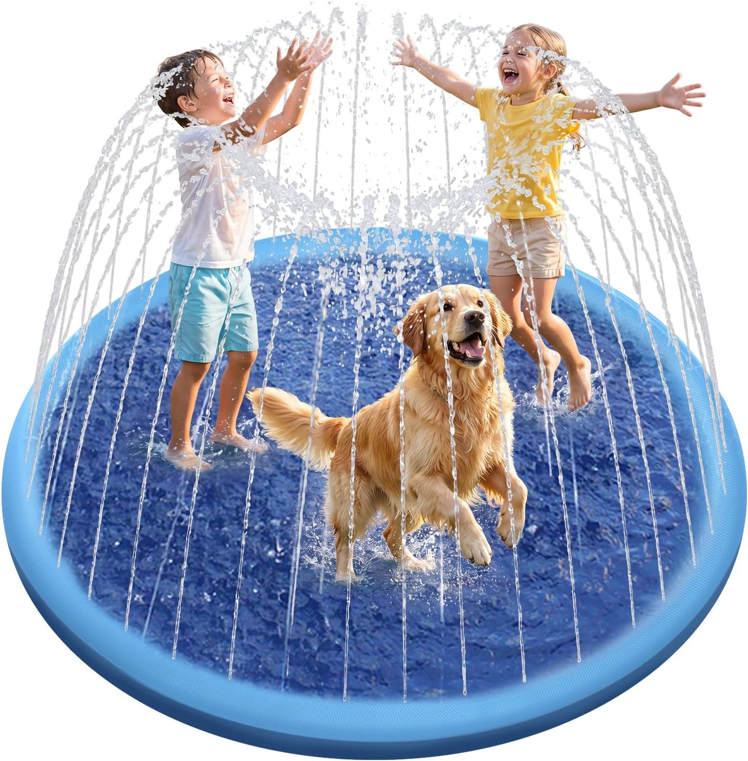 Raxurt Splash Pad, Anti-Slip Splash Pad for Kids Dogs Thickened 0.58mm Dog Pool Toddler Splash Sprinkler Pad Baby Summer Outdoor Water Toys for Boys Girls