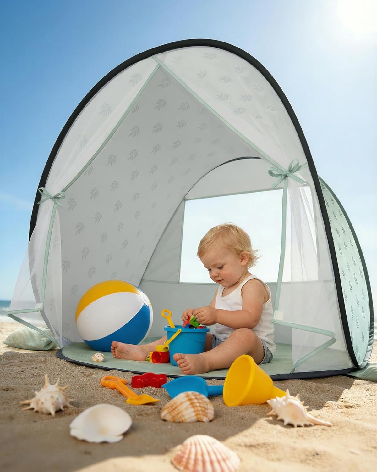 Baby Beach Tent, 2026 Upgrade Pop Up UPF 50+ UV Protection Sun Shelter Canopy with Mosquito Net Portable Outdoor Shade Summer Essentials for Babies & Toddlers
