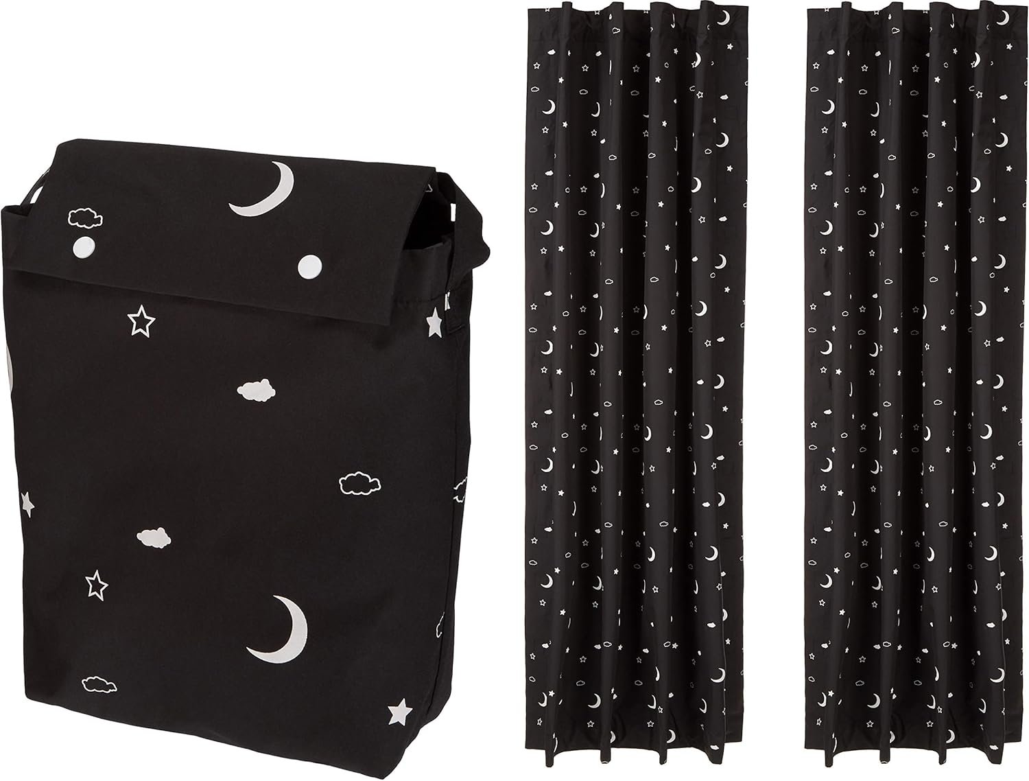 Amazon Basics Portable Blackout Curtain Shade with Suction Cups for Window, Noise Reducing, Energy Saving, 50″W x 78″L, Moon and Stars, 2-Pack