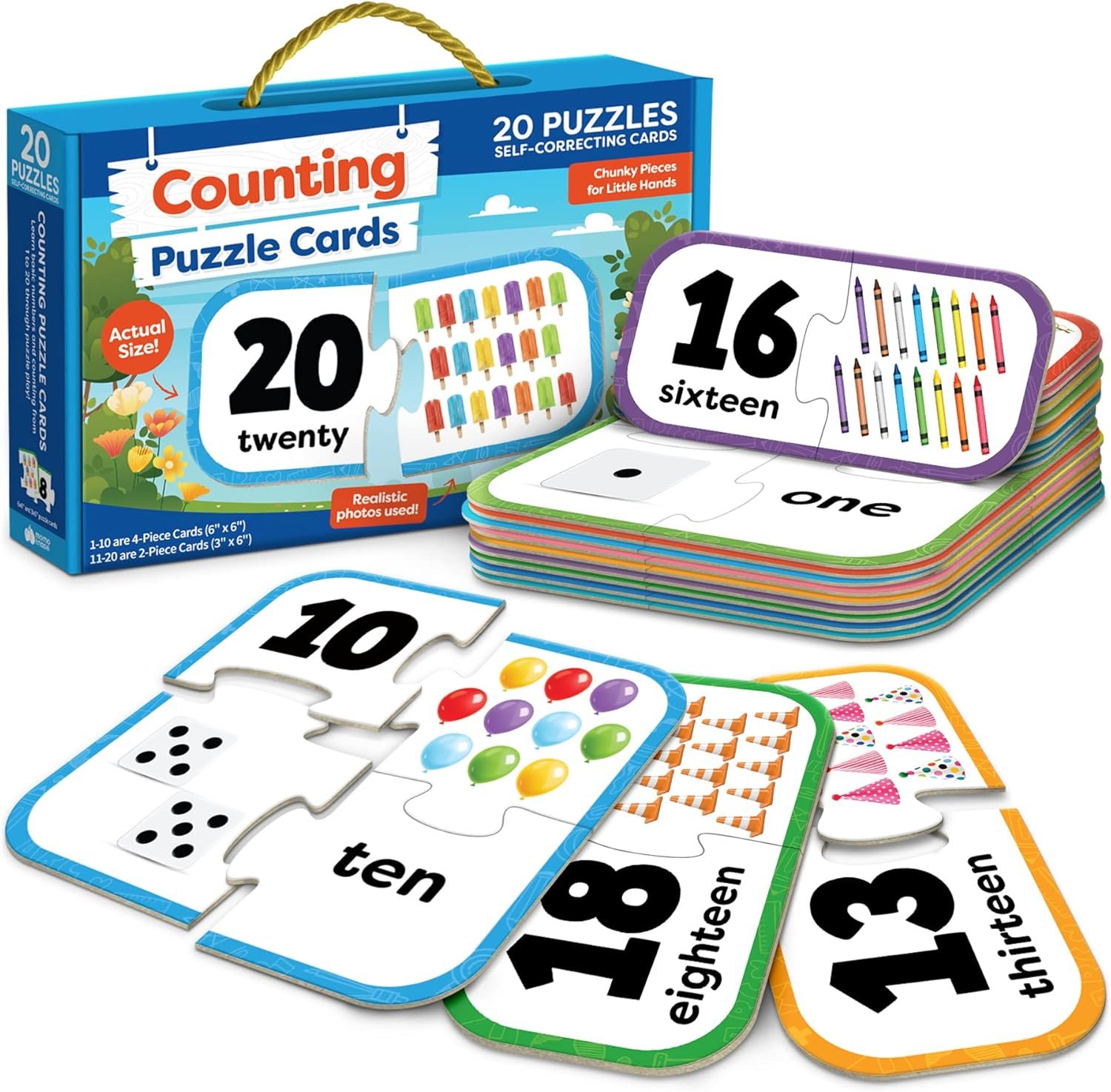 Number Puzzle Kindergarten Math Games – Number Matching Puzzle – 20 Sets Learning Numbers Puzzles – Counting Toys for Toddlers Kids Ages 3-5 – Educational Toys Preschool Learning Activities