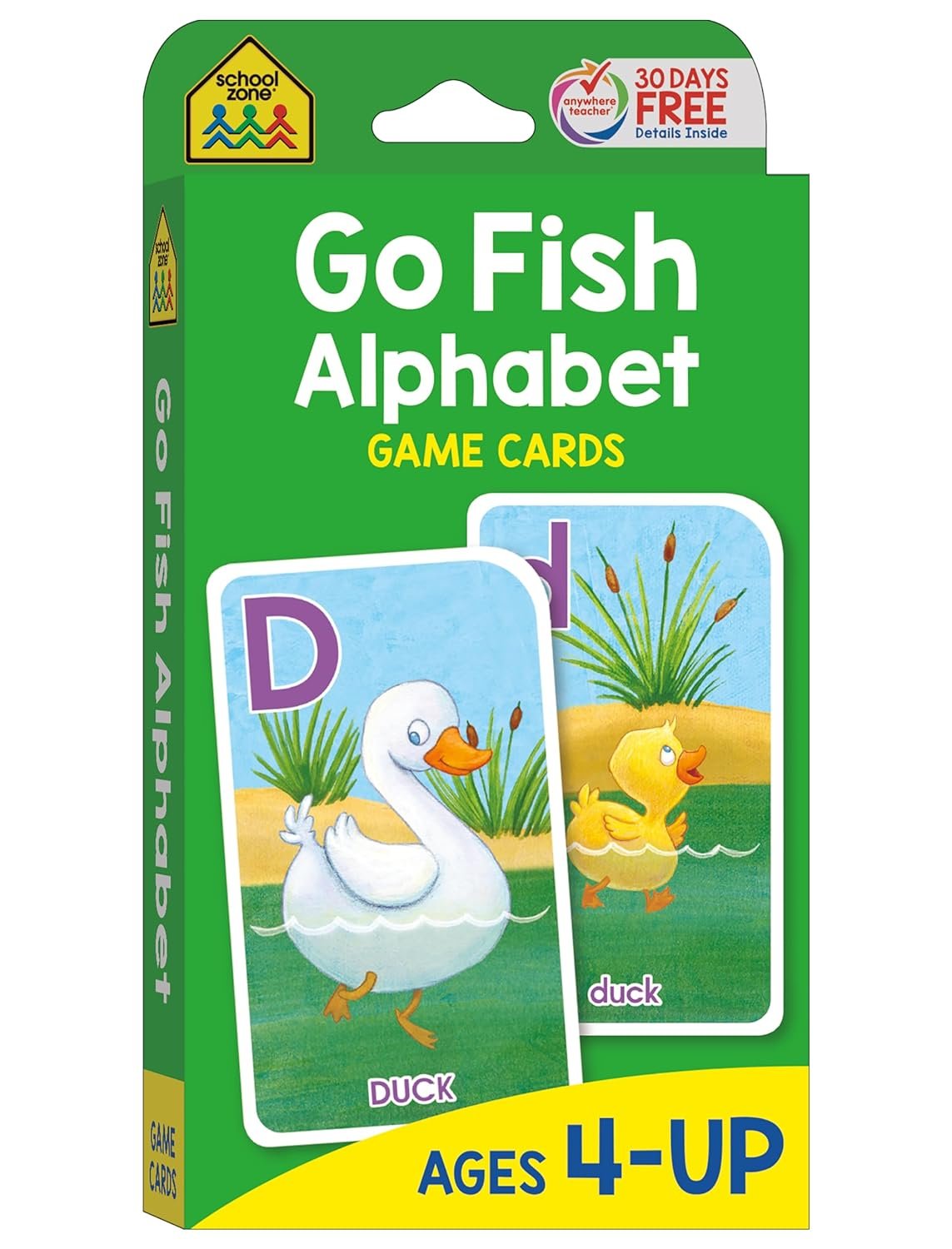 School Zone Go Fish Alphabet Game Cards: Preschool, Kindergarten, 1st Grade, ABC’s, Matching, Uppercase and Lowercase Letters, Word-Picture Recognition, Animals, Ages 4+, Packaging May Vary