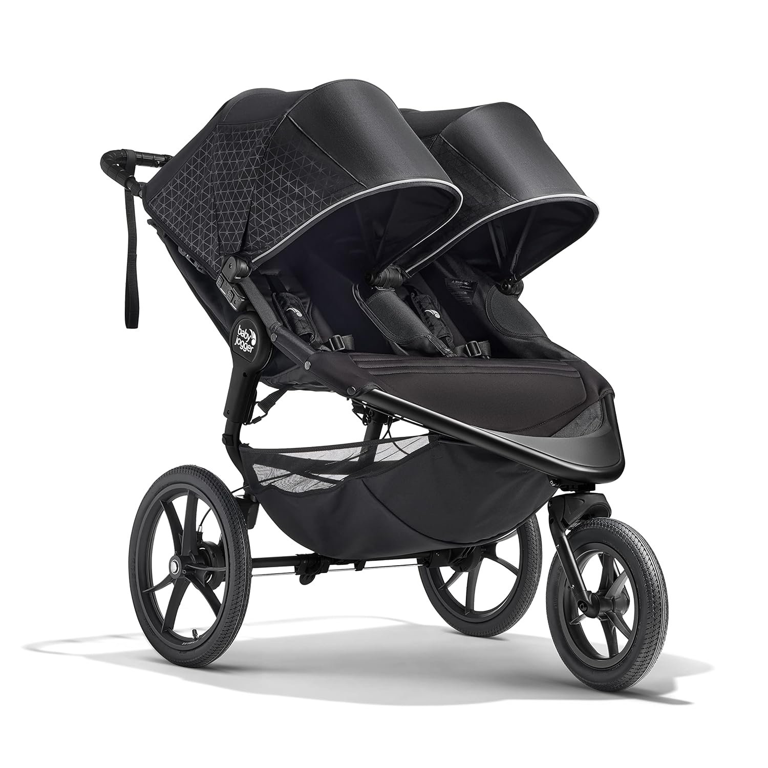 Baby Jogger® Summit X3 Double Jogging Stroller, Side by Side Double Stroller with Smooth Ride for Walking/Jogging, Compact Fold, All-Terrain Air Filled Tires, and All-Wheel Suspension, Midnight Black