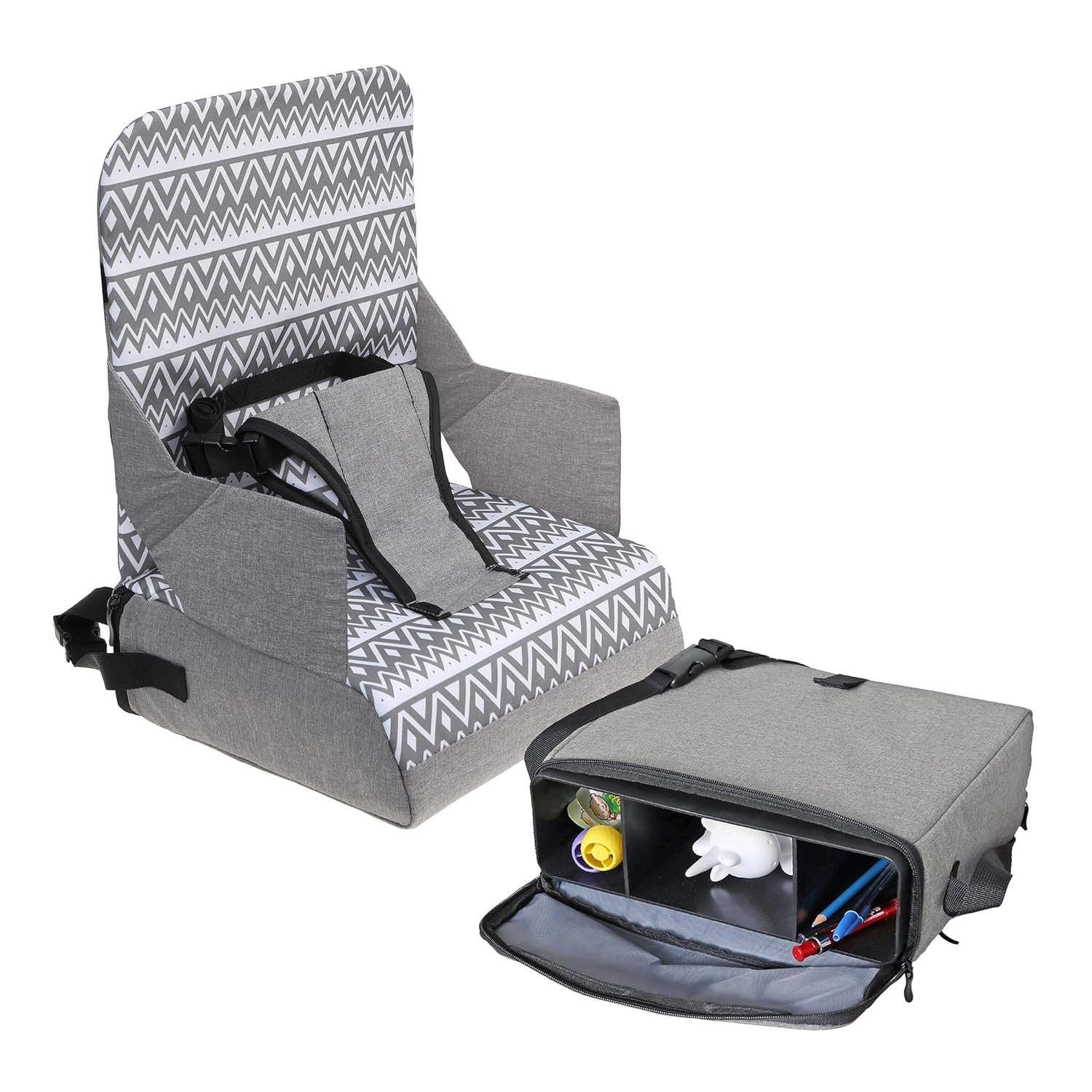 Dreambaby Grab ‘N Go Travel Booster Seat – Portable Toddler High Chair for Dining (6M-3Y) with Storage & Shoulder Strap