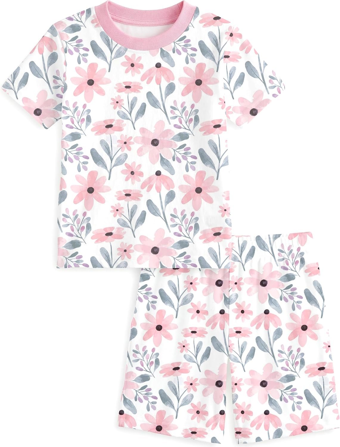 Yoofoss Toddler Pajamas Organic Cotton Baby Girl Boy Pajamas Summer Short Sleeve Kids Clothes Snug Fit Pjs Set 2 Piece