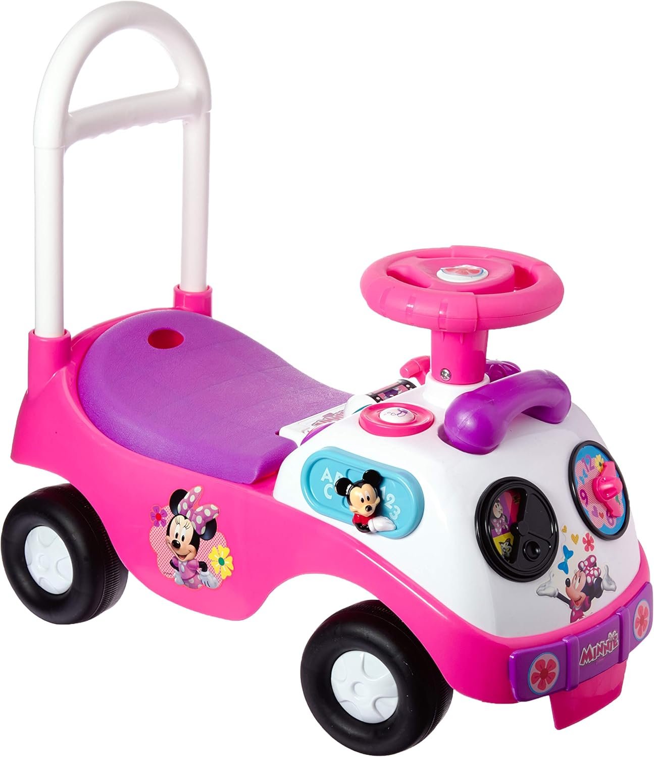 Kiddieland Minnie Mouse My First Activity Ride-On with Lights, Sounds, Steering Wheel, Toddler Push Car Ages 1–3, Educational Clock, Batteries Included