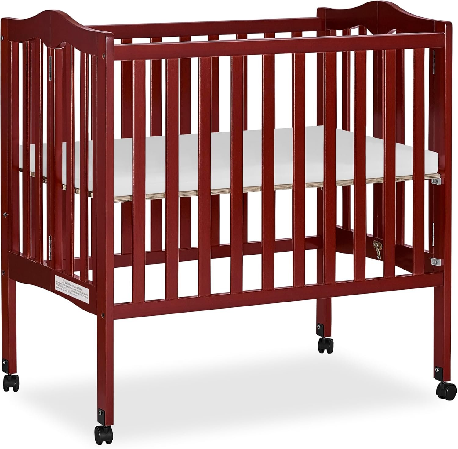 Dream On Me 2-in-1 Lightweight Quick Fold Portable Compact Mini Baby Crib in Cherry, GreenGuard Gold & JPMA, Patented Flat-Folding, Converts to Playpen in Seconds, Locking Wheels, 1″ Mattress Pad