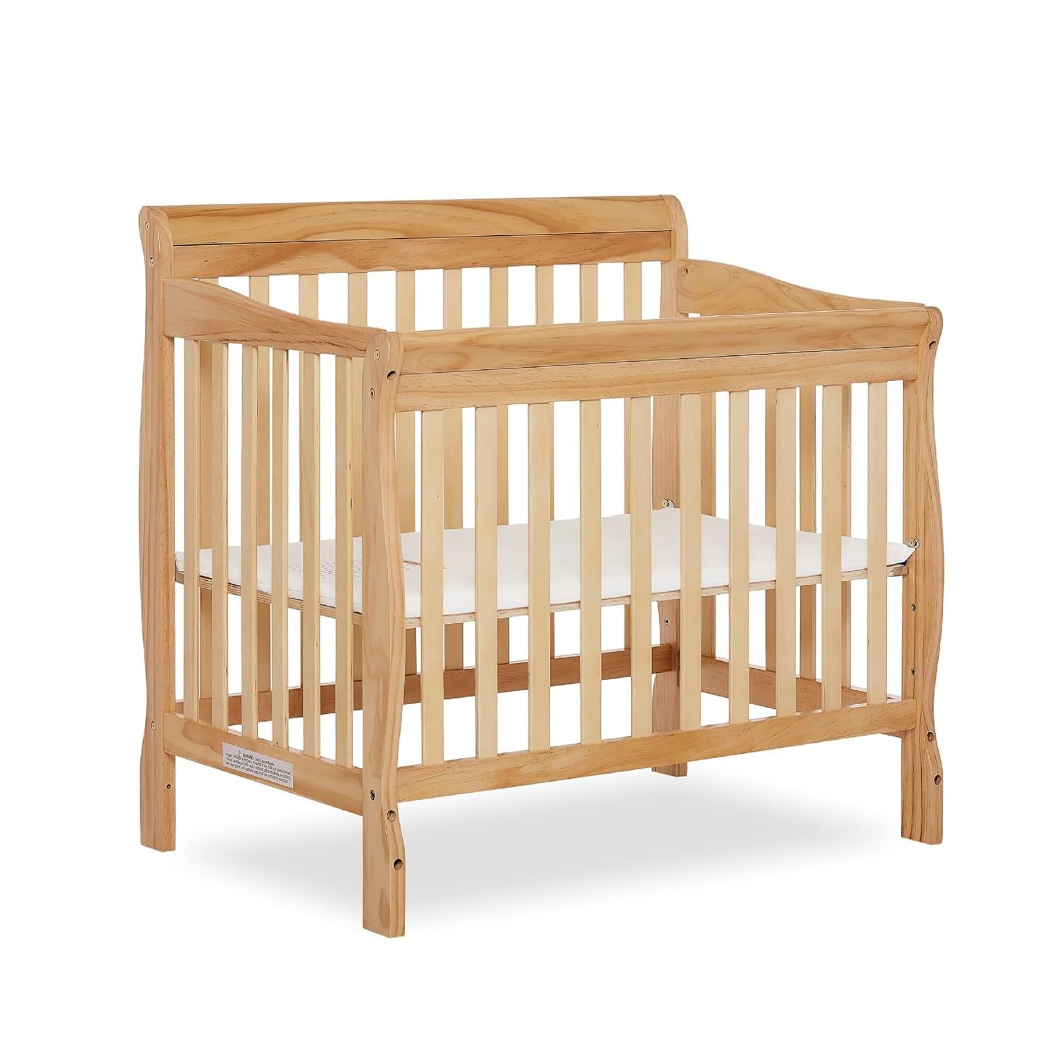 Dream On Me Aden 4-in-1 Convertible Mini Baby Crib, GREENGUARD Gold & BSA Certified, Sustainable Pinewood, Non-Toxic Finish, 3 Mattress Heights, Converts to Mini Day & Twin-Size Bed – Natural