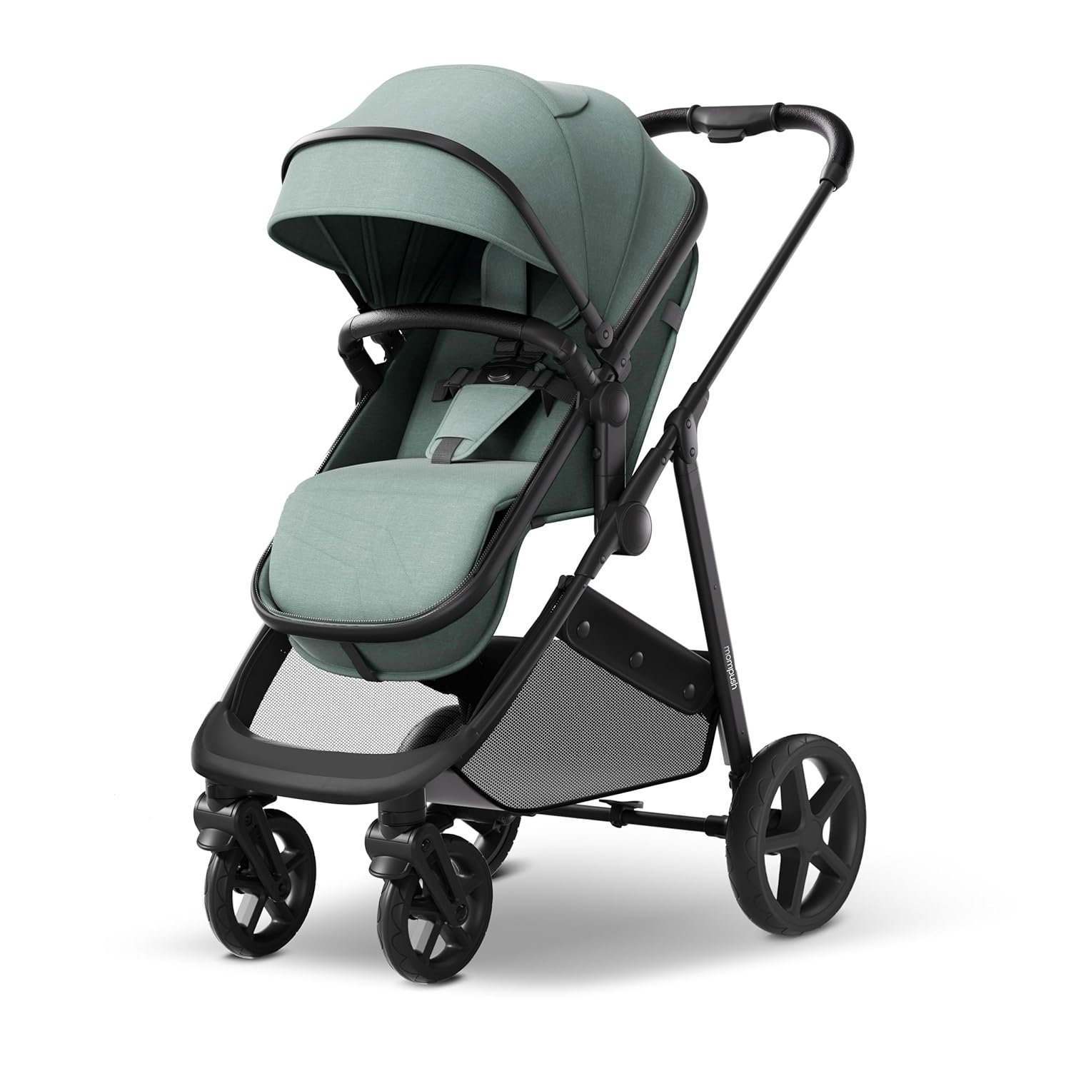 Mompush Wiz 2 in 1 Baby Stroller with Infant Pramette Mode, One Hand Fold Convertible Newborn to Toddler Stroller with Reversible Seat and Large UPF 50+ Canopy