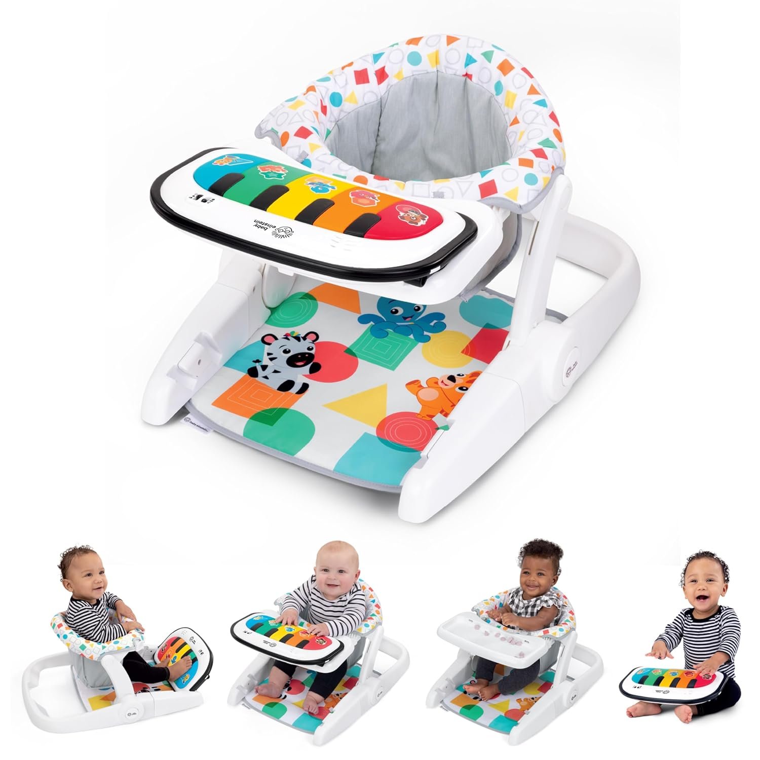 Baby Einstein 4-in-1 Kickin’ Tunes Learn-to-Sit Music & Language Floor Seat, with 2 Positions and Detachable Kick Piano, Ages 4 Months and Up