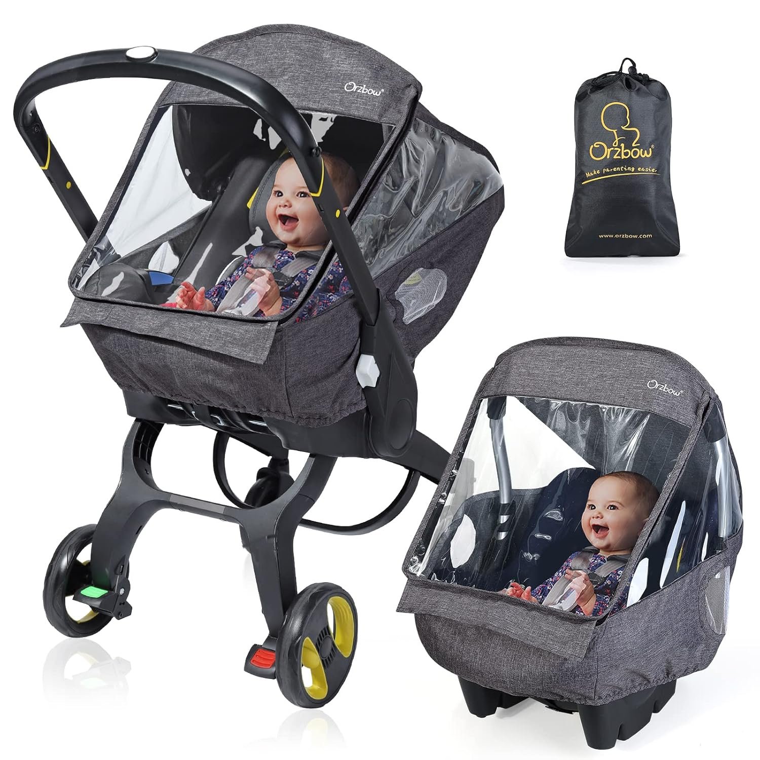 Car Seat Rain Cover, Compatible with Doona Infant Car Seat Stroller, Universal Rain Cover with Window for Waterproof, and Windproof, Breathable Baby Travel Weather Shield Stroller Accessories, Black