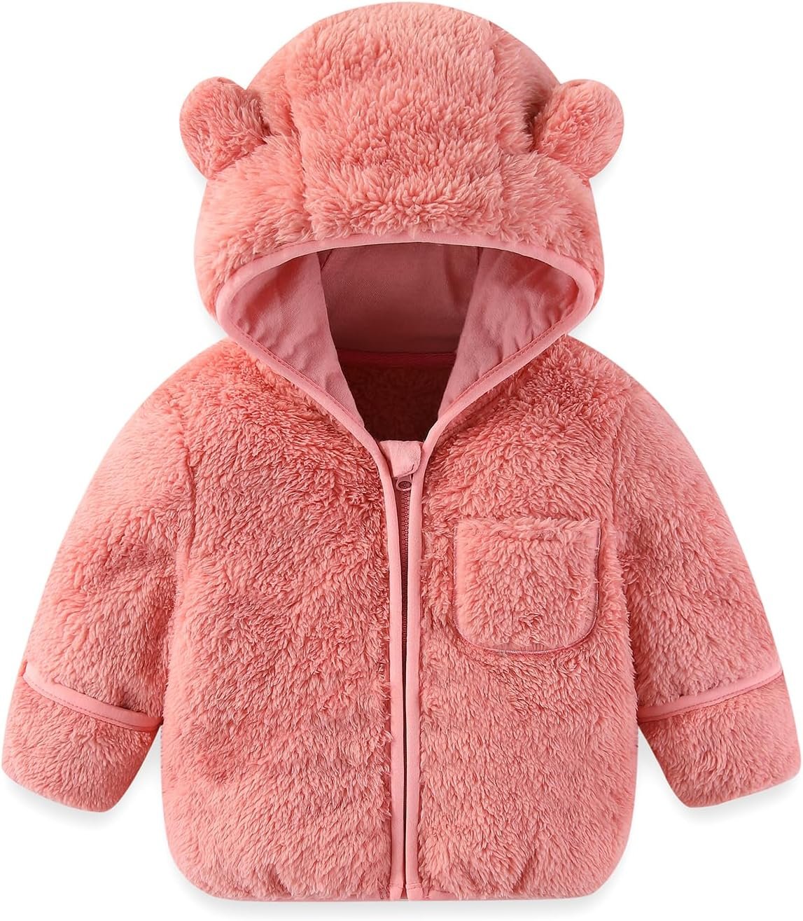 AiWMGL Baby Infant Boys Girls Winter Coat with Fold-Over Mittens Fleece Outwear Jacket Warm Clothes Bear Hooded