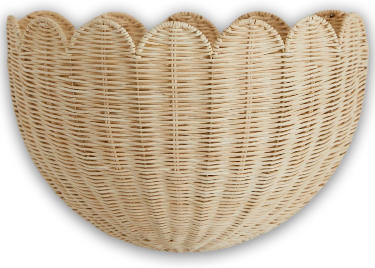 BEBE BASK Scalloped Wicker Wall Basket – The Original – Hand Woven Basket – Scalloped Décor Wall Hanging Baskets -16″ x 10″ x 7″In – Hanging Wall Basket (Natural)