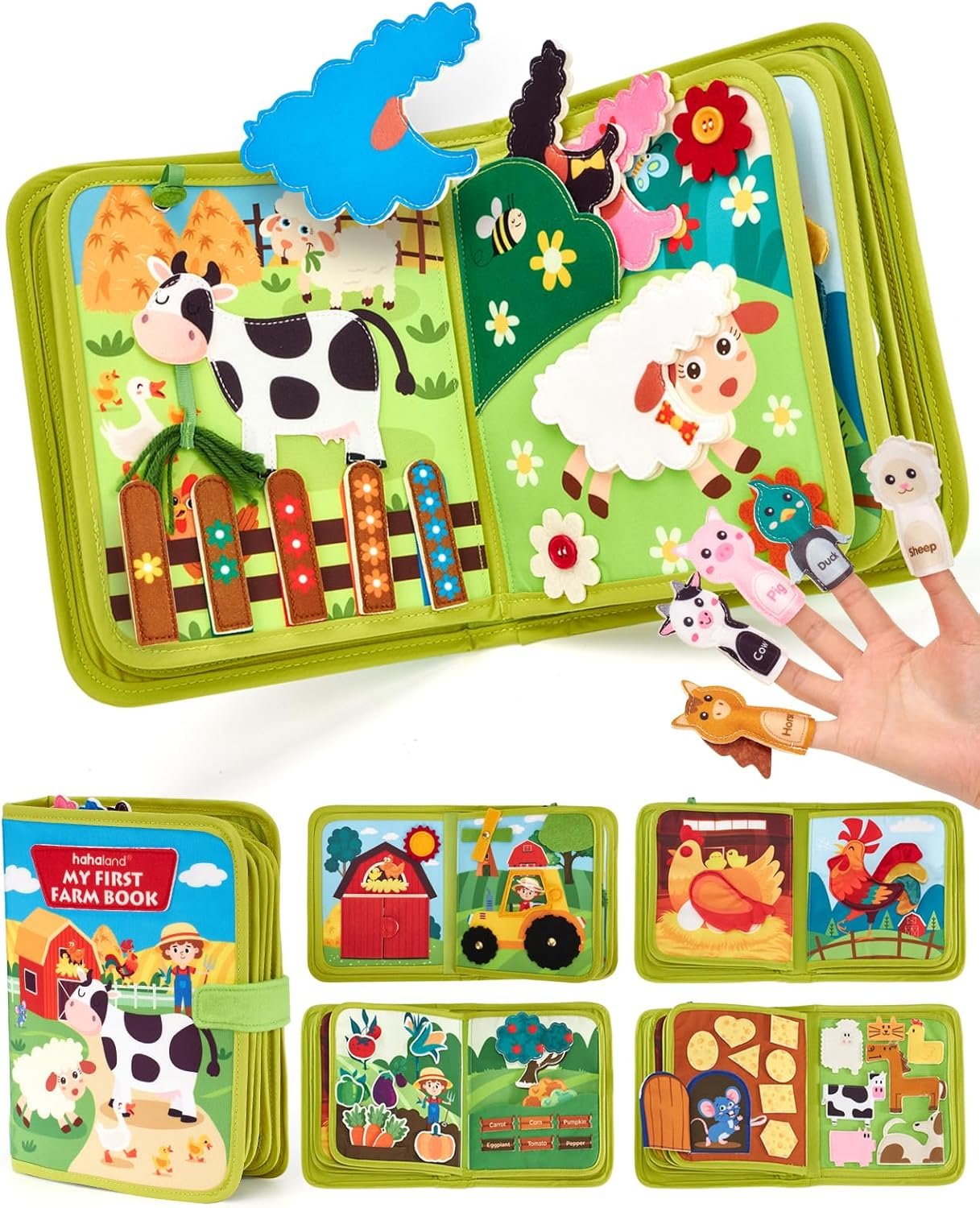hahaland Busy Book for Toddlers 1-3 – Montessori Toys Busy Board for 1 Year Old Boy Gifts Girl Toys Educational Learning Quiet Activity Books Gifts Toddler Travel Toys for One Year Old Birthday Gift
