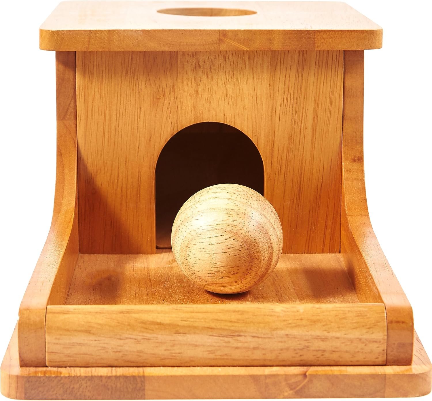 Montessori Object Permanence Box – Wooden Ball Drop Toy for Babies – Develops Spatial Awareness & Cognitive Skills – Engaging and Educational Roll and Play Toy up to 1 Year Old Infant