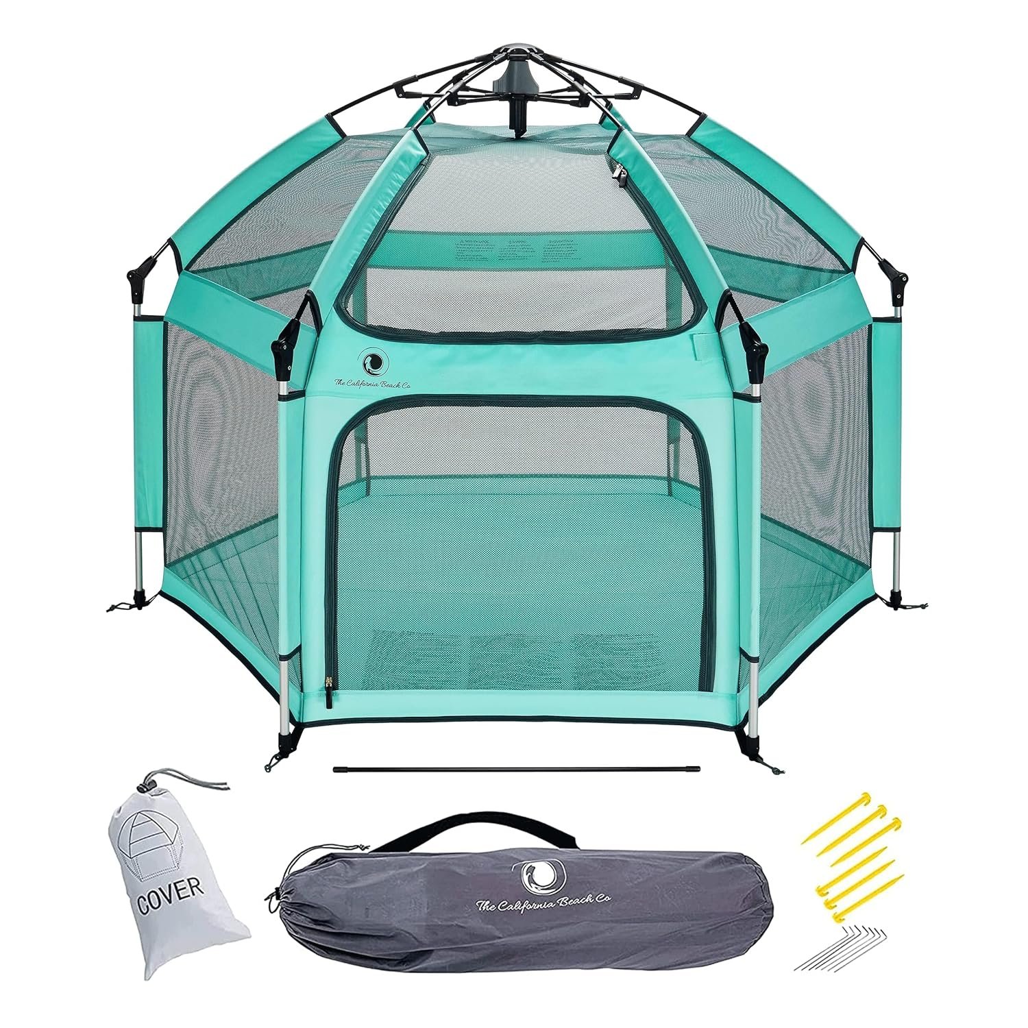 POP ‘N GO PLAYPEN – Indoor & Outdoor Baby Playpen for Babies and Toddlers – Baby Beach Tent, Foldable, Portable W/Canopy, Travel Bag, & Mosquito Net – Pop Up Pack and Play Tent (Sweet Mint)