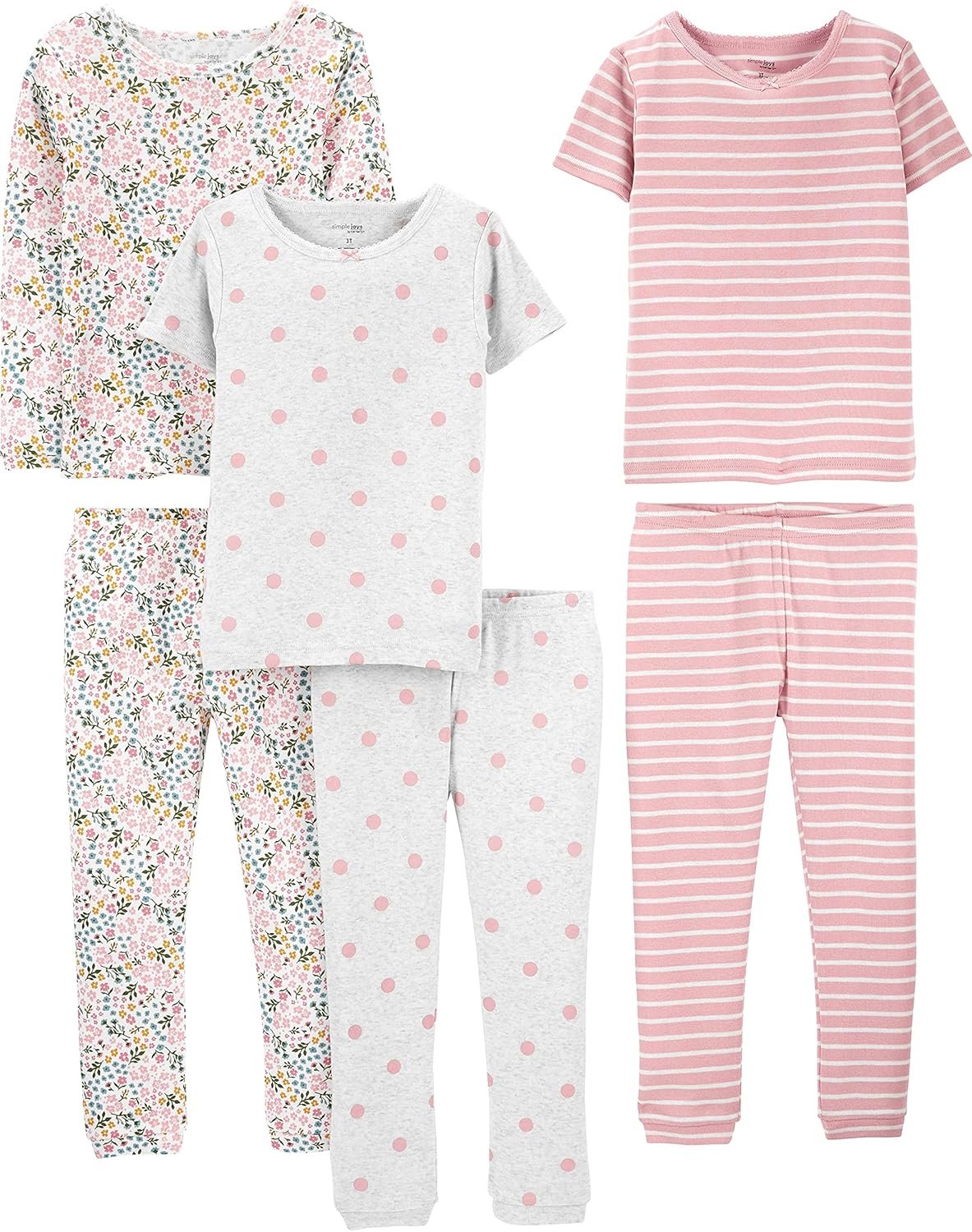 Simple Joys by Carter’s girls 6-piece Snug Fit Cotton Pajama Set