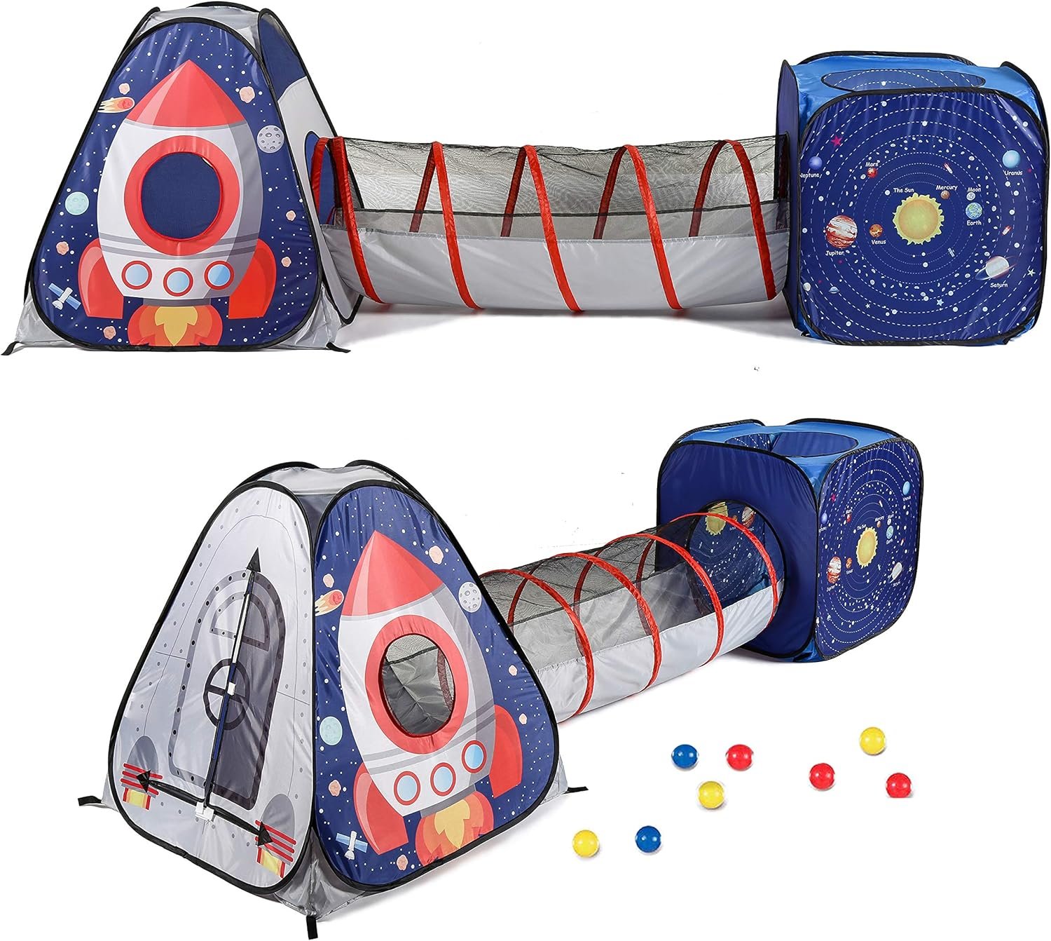UTEX 3pc Space Astronaut Pop Up Play Tents with Tunnels for Kids, Boys, Girls, Babies and Toddlers, Indoor/Outdoor Playhouse ¨CStem Inspired Design W/Solar System & Planet